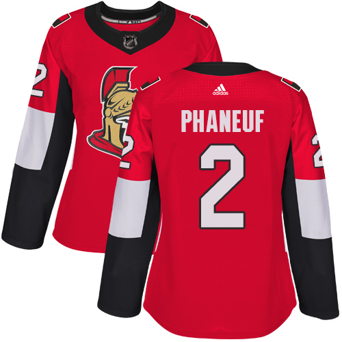 Adidas Ottawa Senators 2 Dion Phaneuf Red Home Authentic Women Stitched NHL Jersey